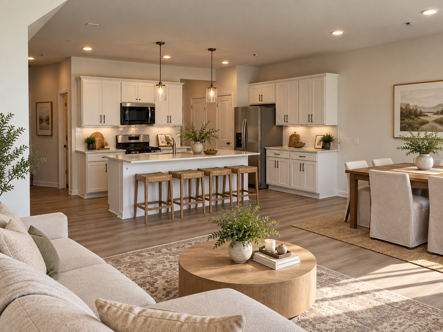 Beautiful kitchen with coffee bar - virtually staged