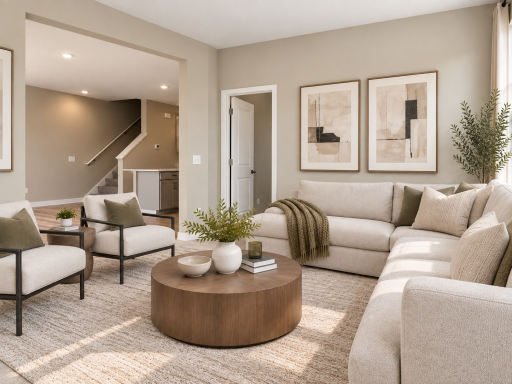 Here is a reverse view of the living room. The main level office is through the open door. Photos of model home, colors and finishes may vary.