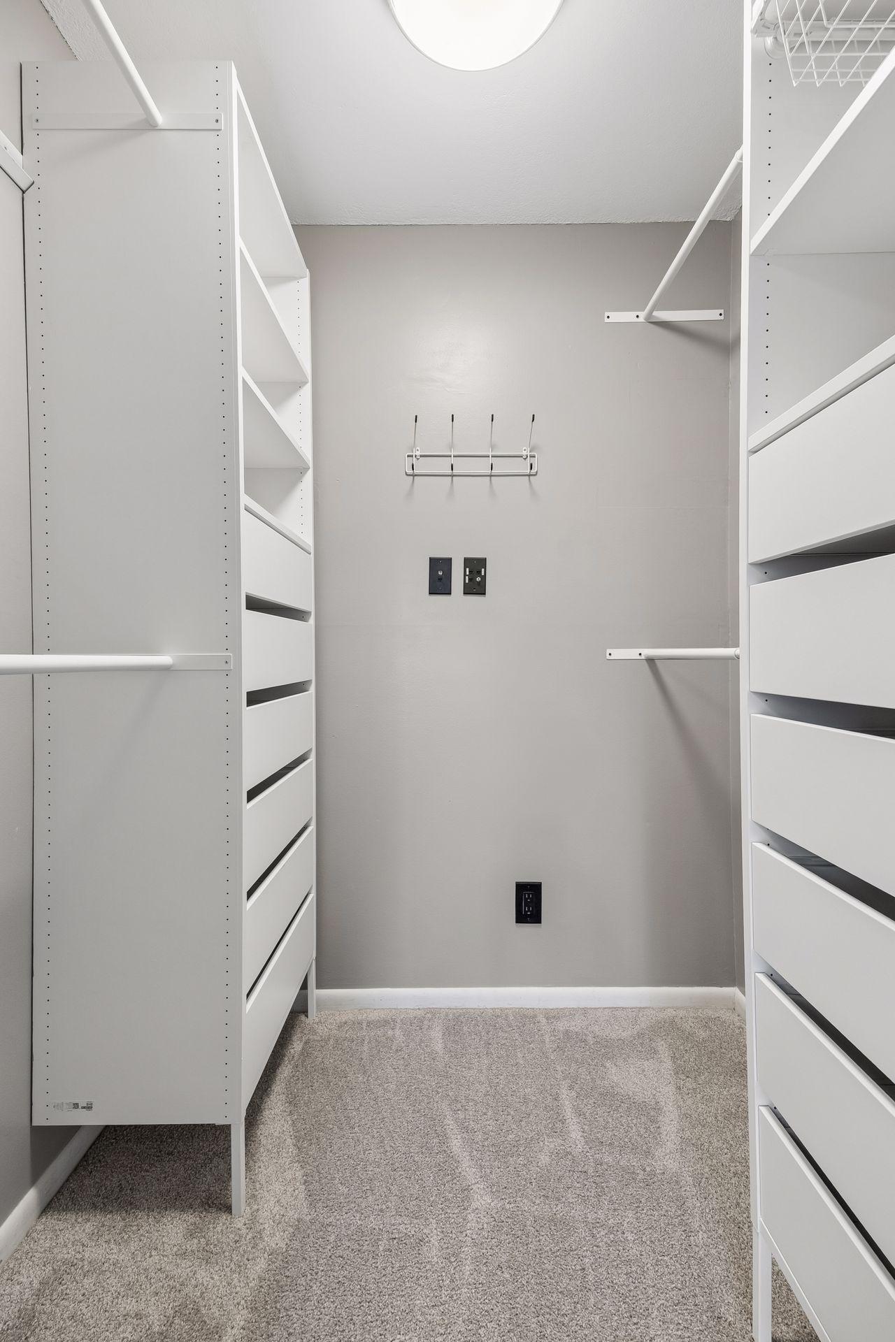 Custom closet system in the primary