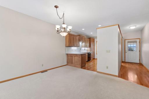 Dining space can easily fit a table for 6