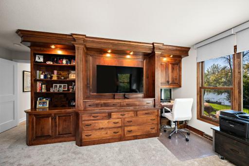 Custom built ins in primary suite sitting area/office