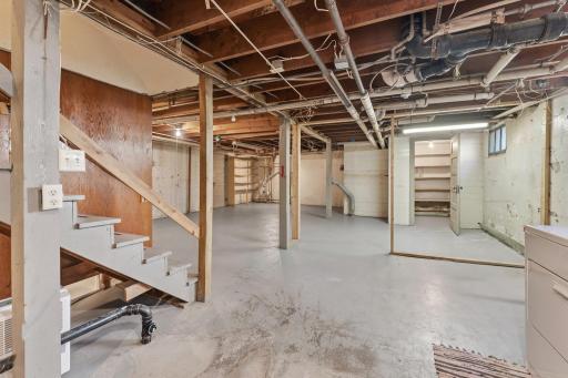 Full basement with storage closets