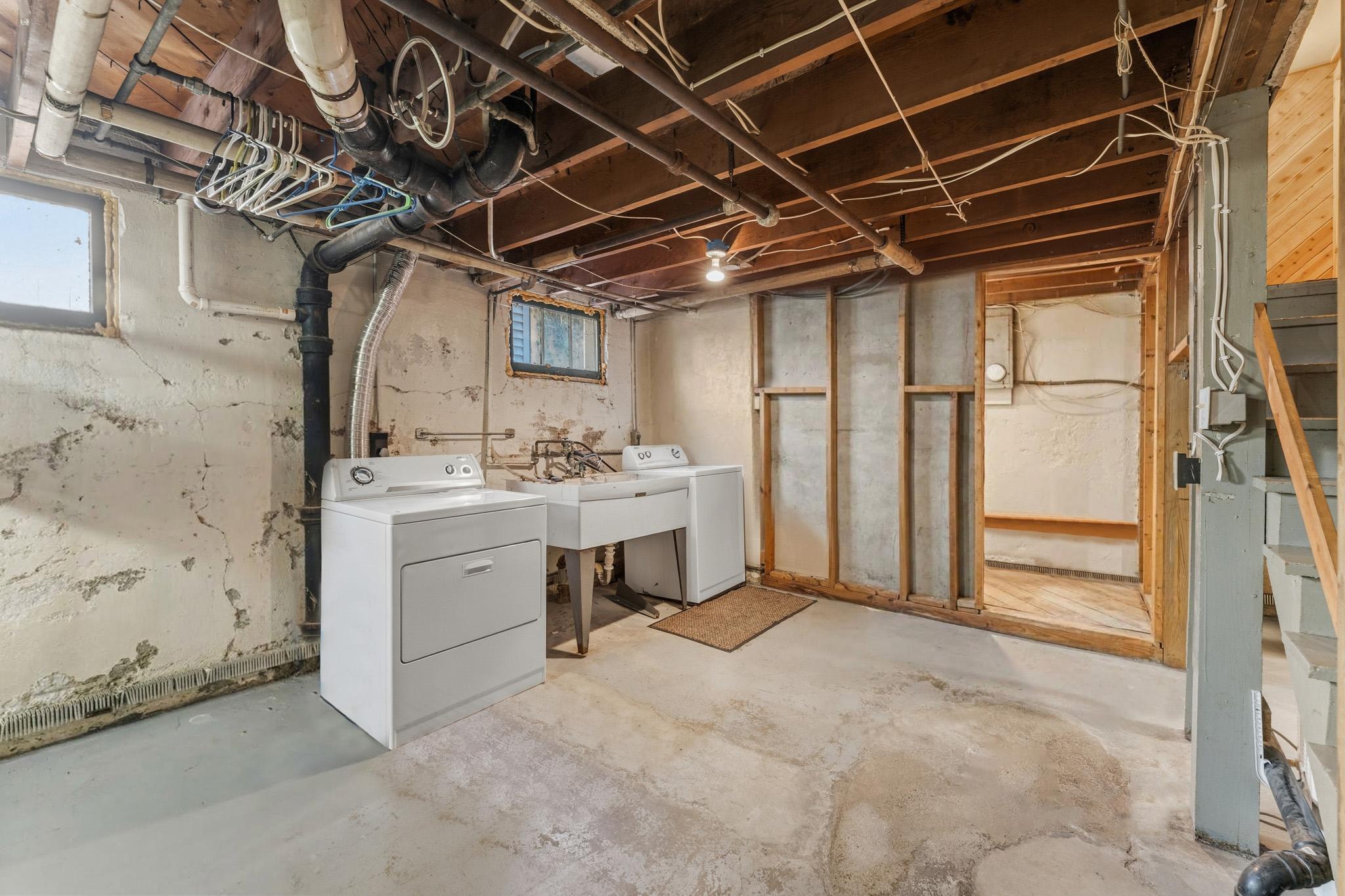 Laundry and Shower area in basement