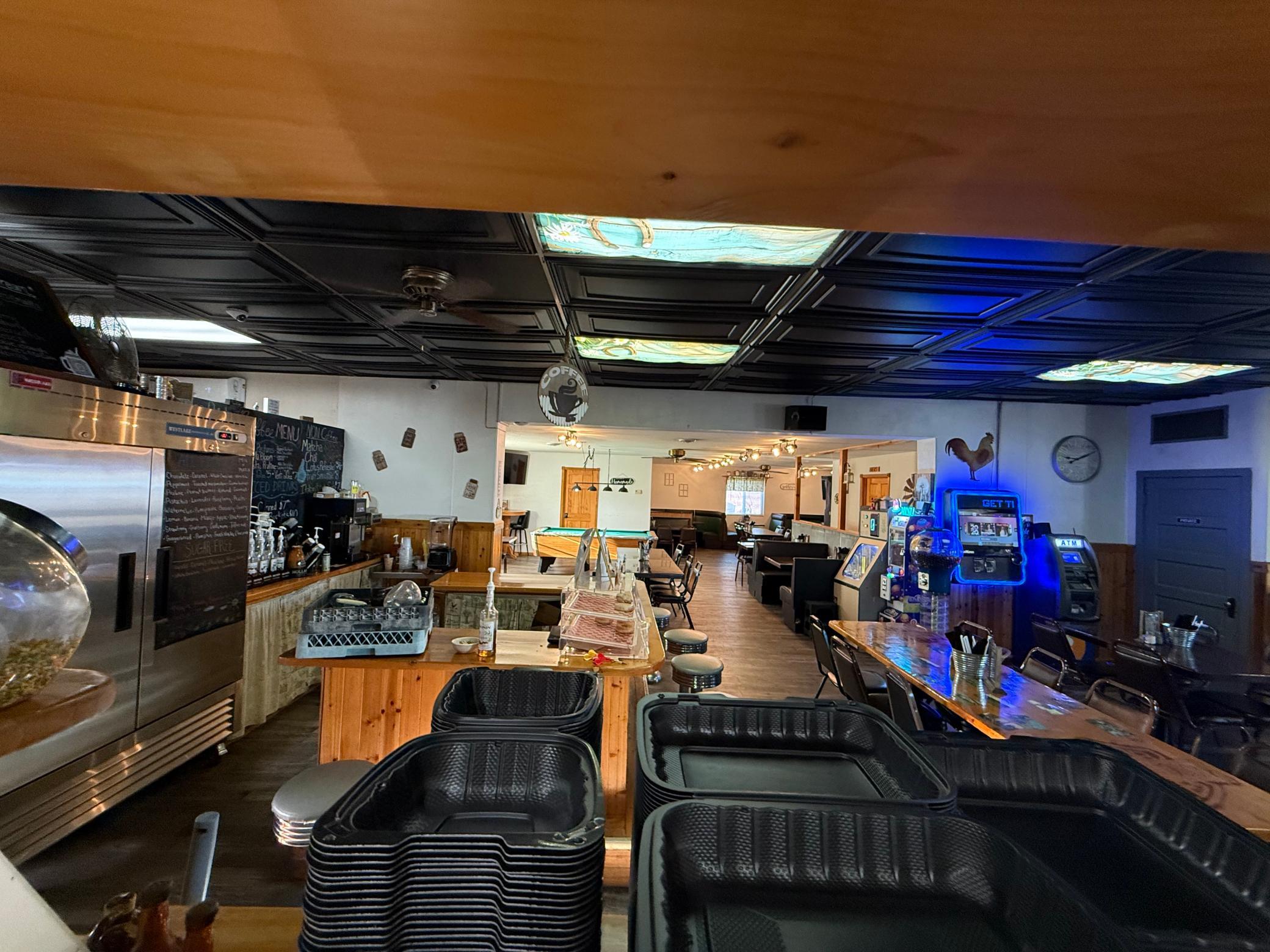 View of seating from kitchen