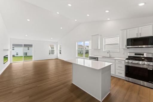 The kitchen overlooks the open layout in an ideal set-up for modern living and entertainment