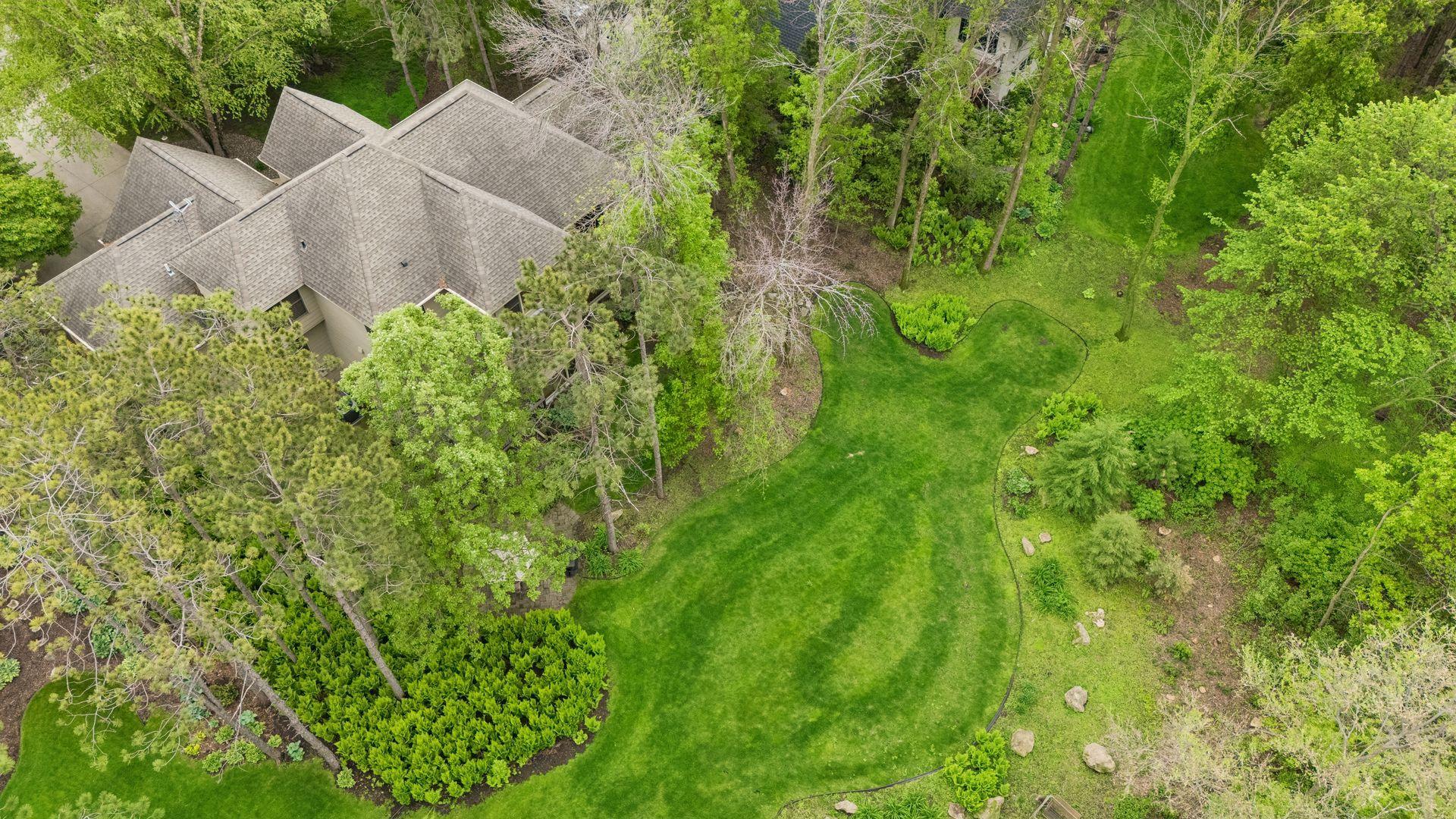 Lush green landscaping throughout