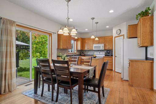 Dining area with sliding doors to the backyard patio