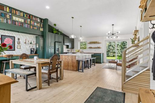 The completely remodeled main floor flows right out to the back yard.