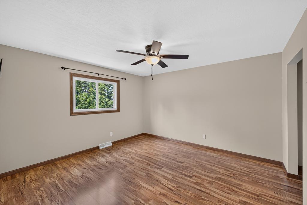 Spacious bedroom easily accommodates a king size bed.