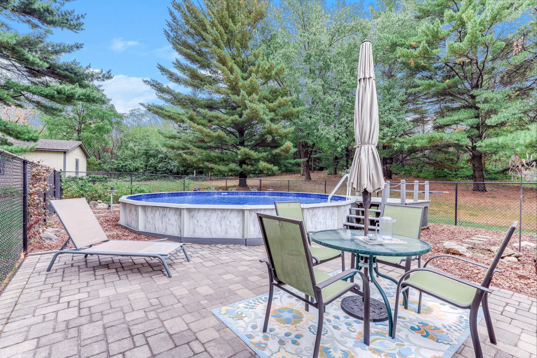 Pool with paver patio.