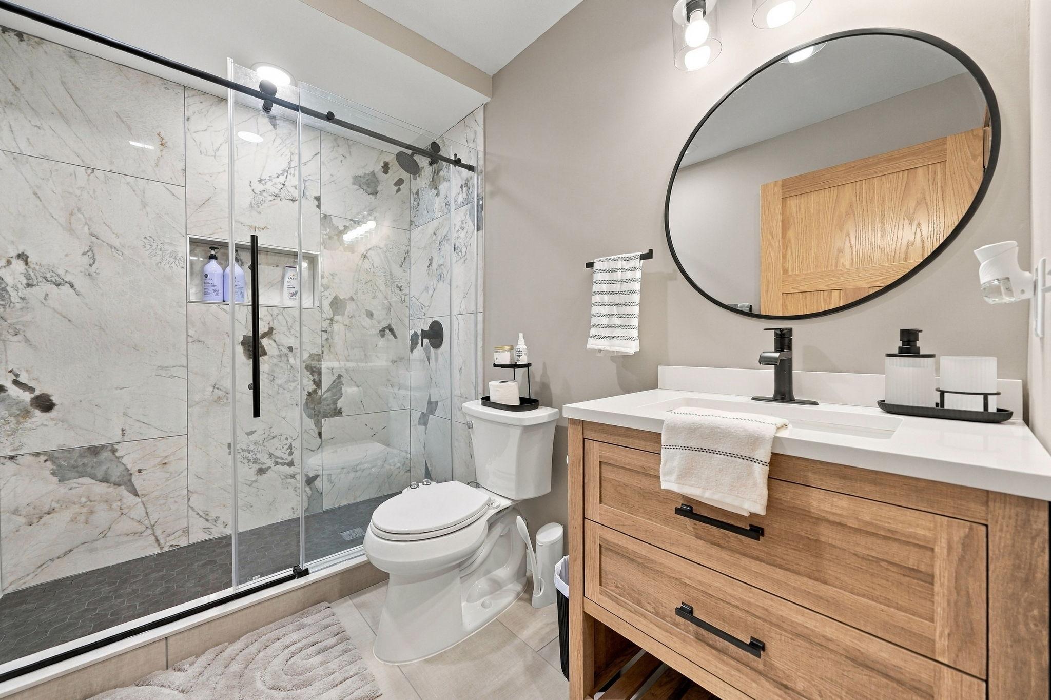 Lower level 3/4 bathroom.