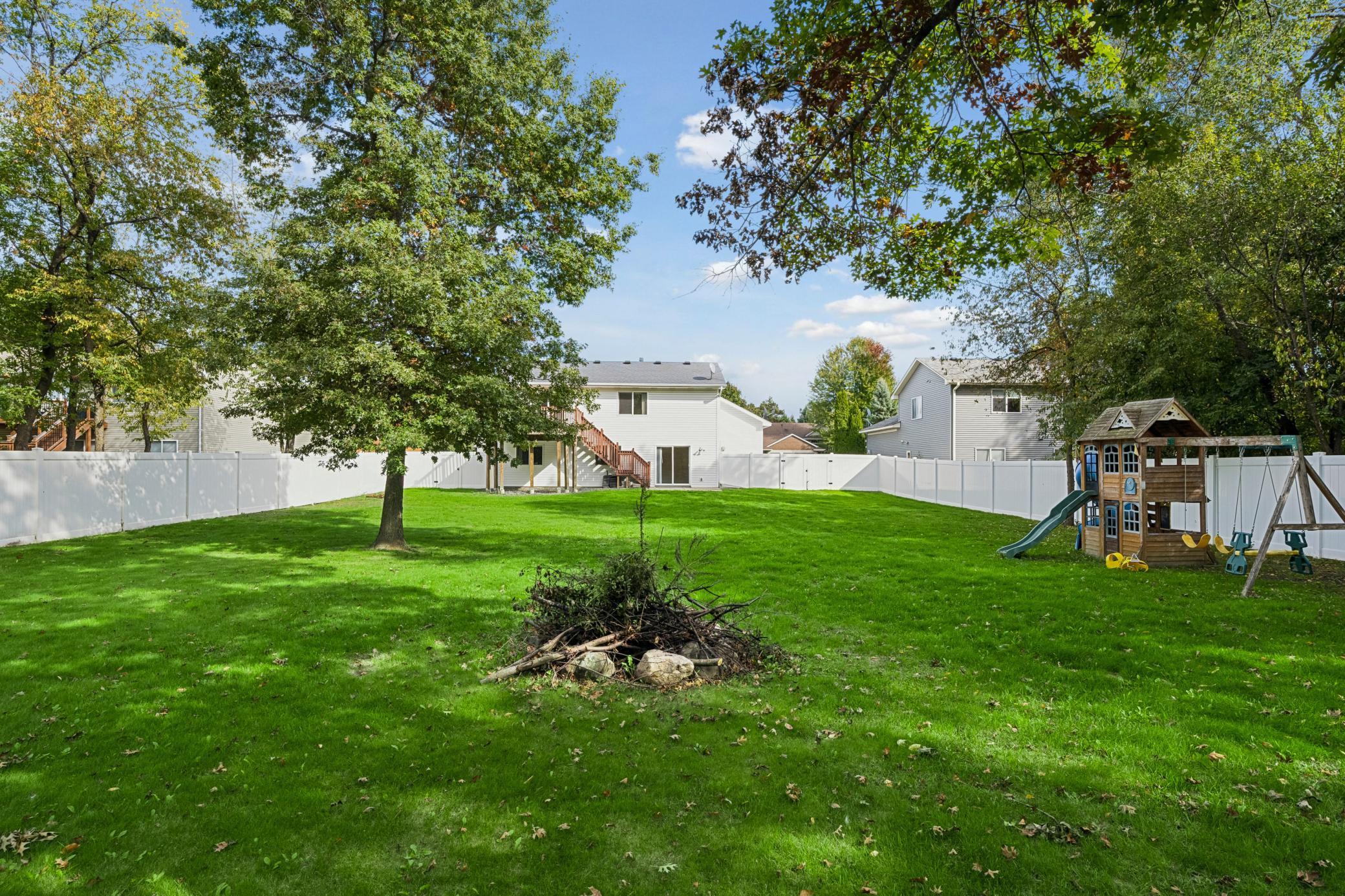 Spacious, flat and perfect area for evening bonfires and entertaining.