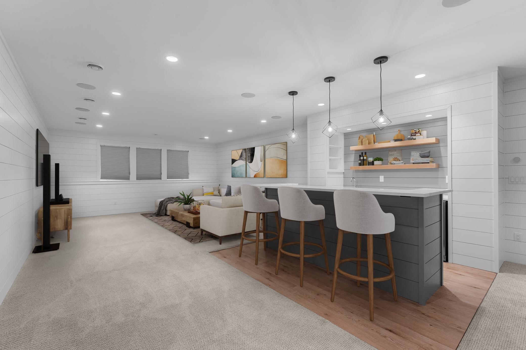 Lower Level Family Room & Wet Bar-Virtually Staged