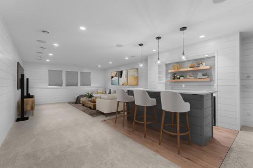 Lower Level Family Room & Wet Bar-Virtually Staged