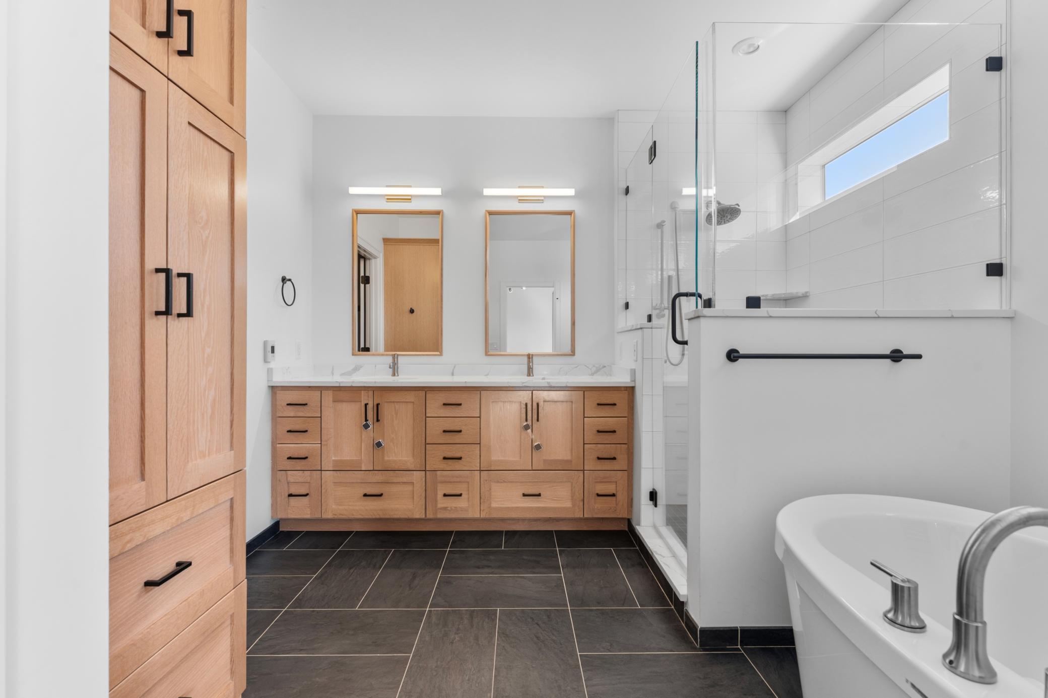 Primary Ensuite-Dual Vanity, Soaking Tub & Separate Shower