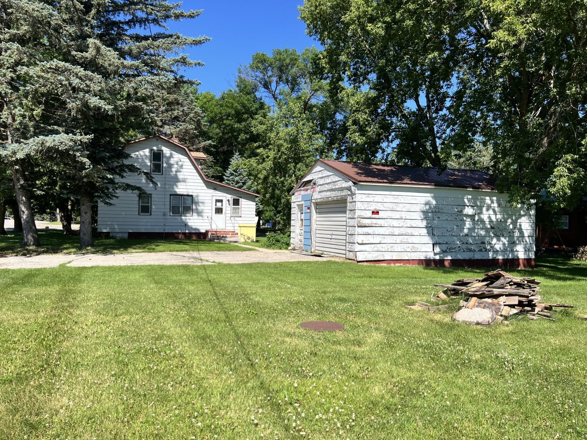 House and garage on a corner lot