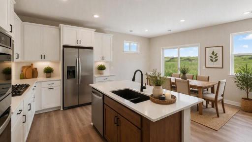 Easy living with one level plan, that flows easily from kitchen to dining to living.