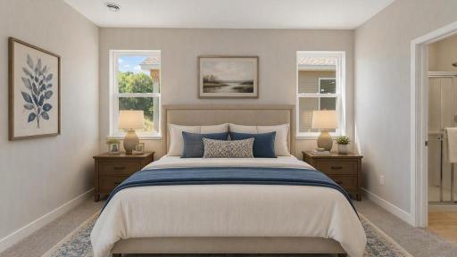 Large primary bedroom, right off the main living space.