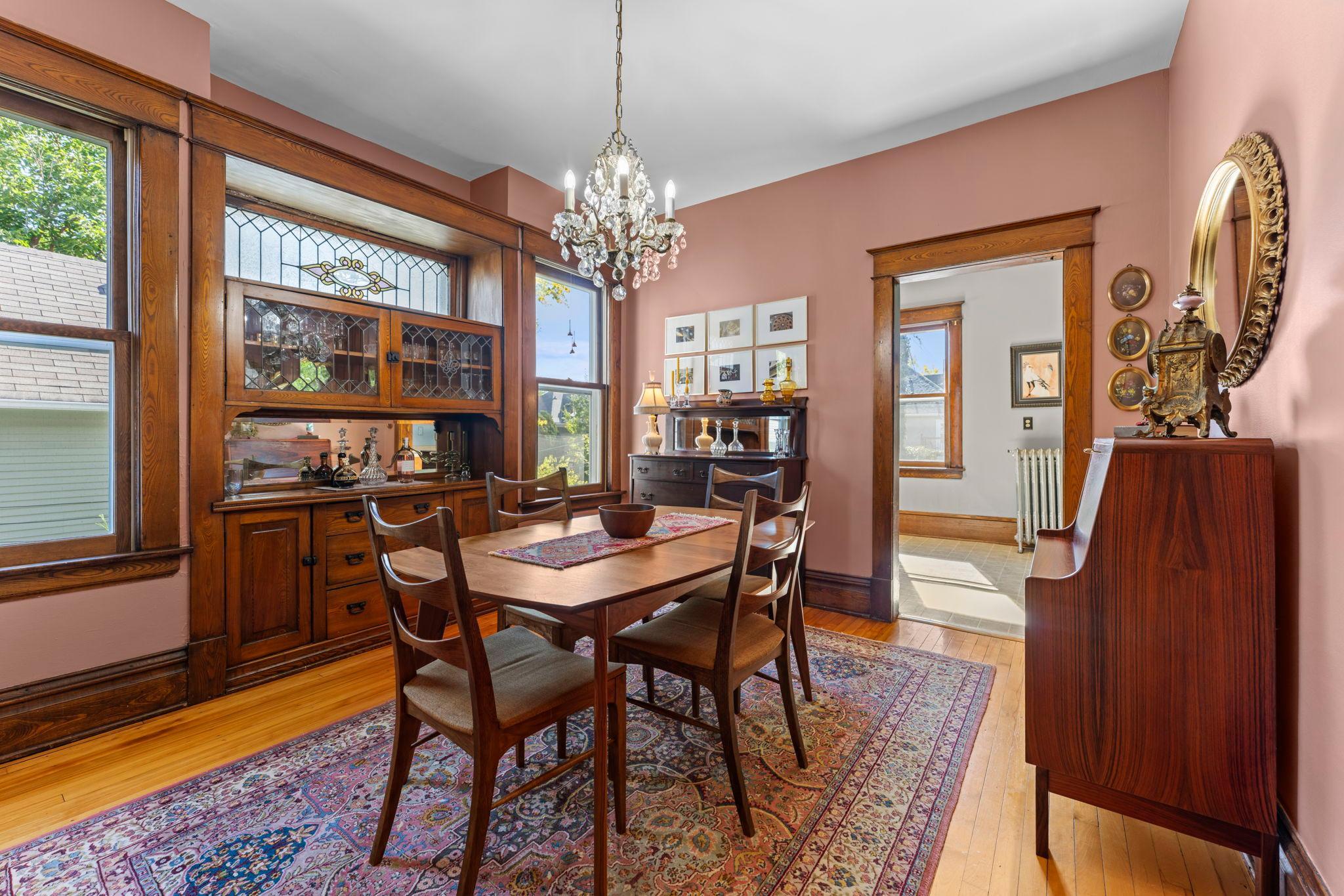 Formal dining with gorgeous built-in buffet
