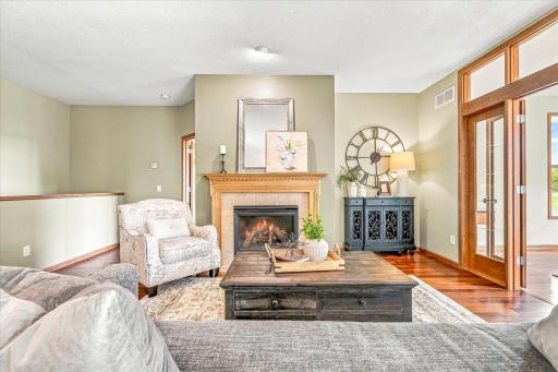 Main floor living room with gas fireplace