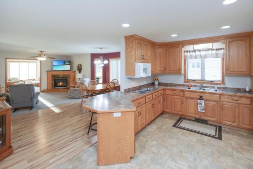 Great open floor plan- the kitchen opens up to the dining and living room areas.