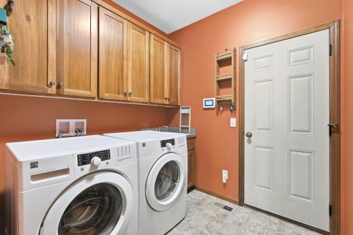 Convenient main level laundry coming in from the garage.