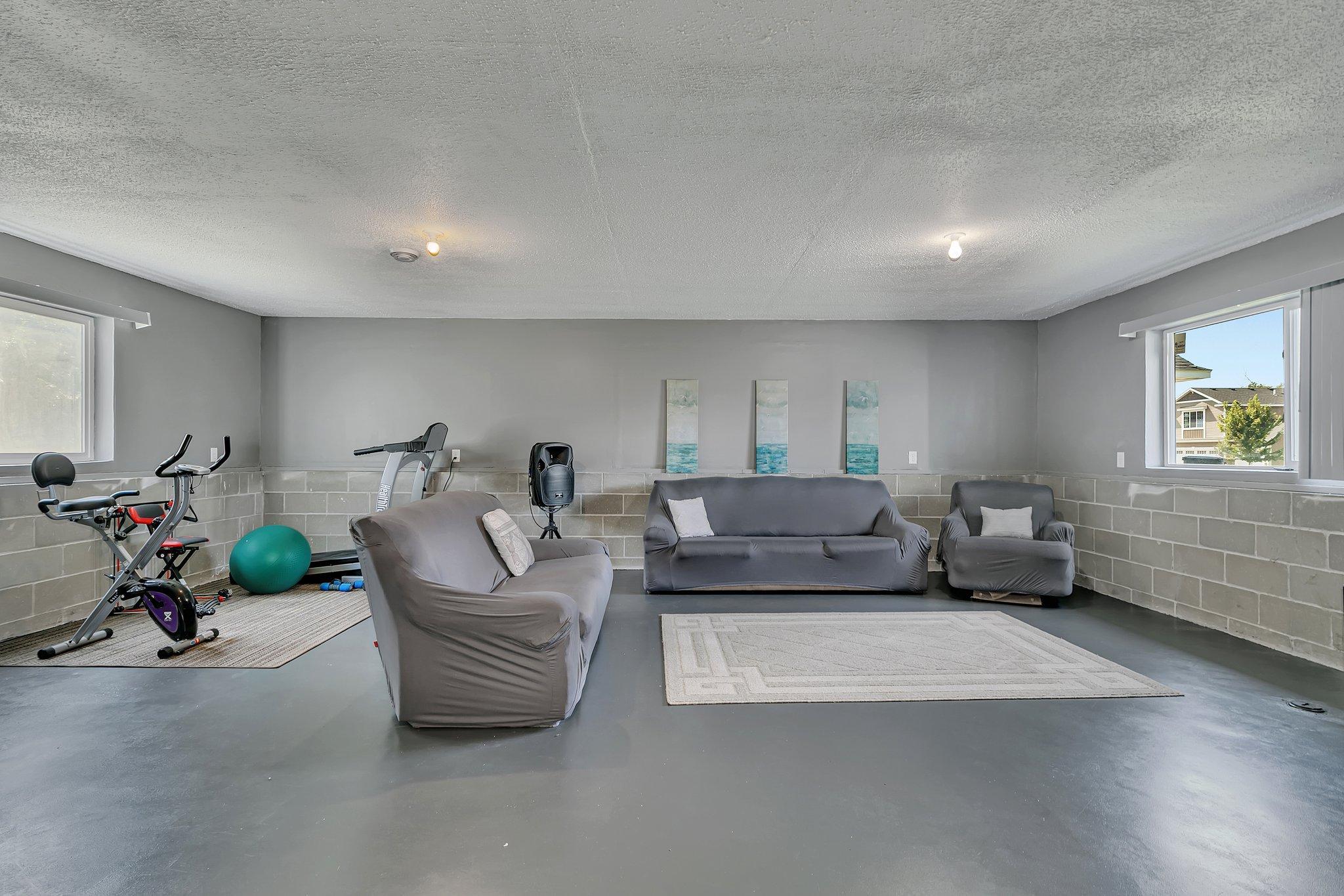 The lower level hosts a spacious family room