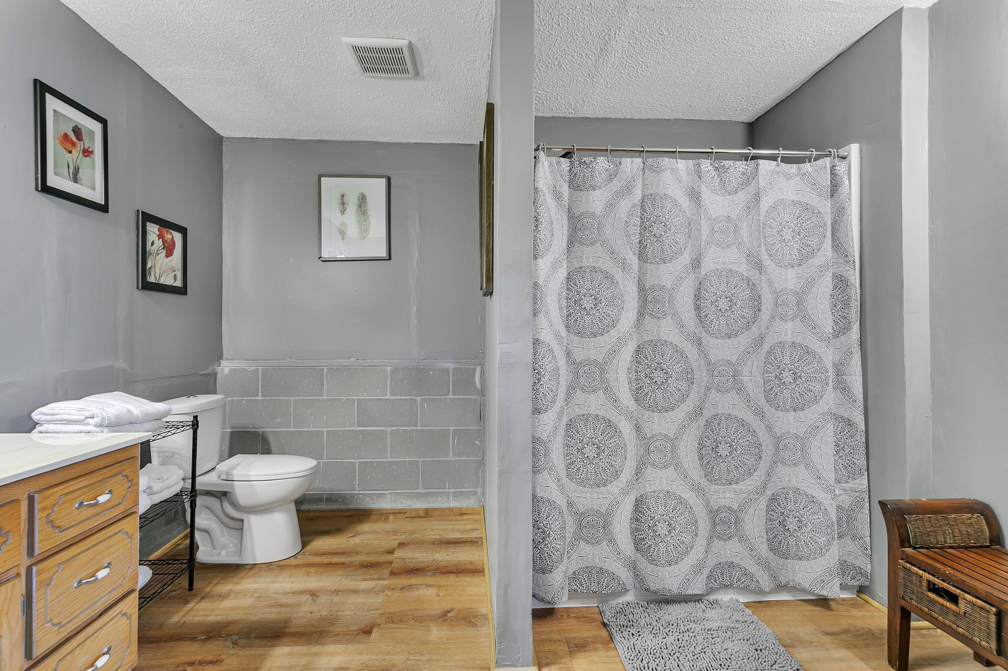 Lower level has a large full bath