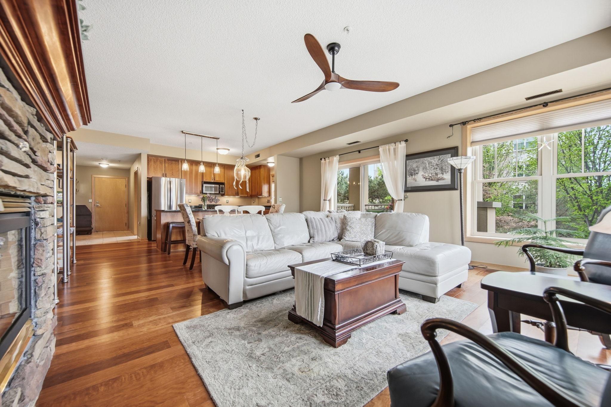 Wood floors in kitchen and livingroom
