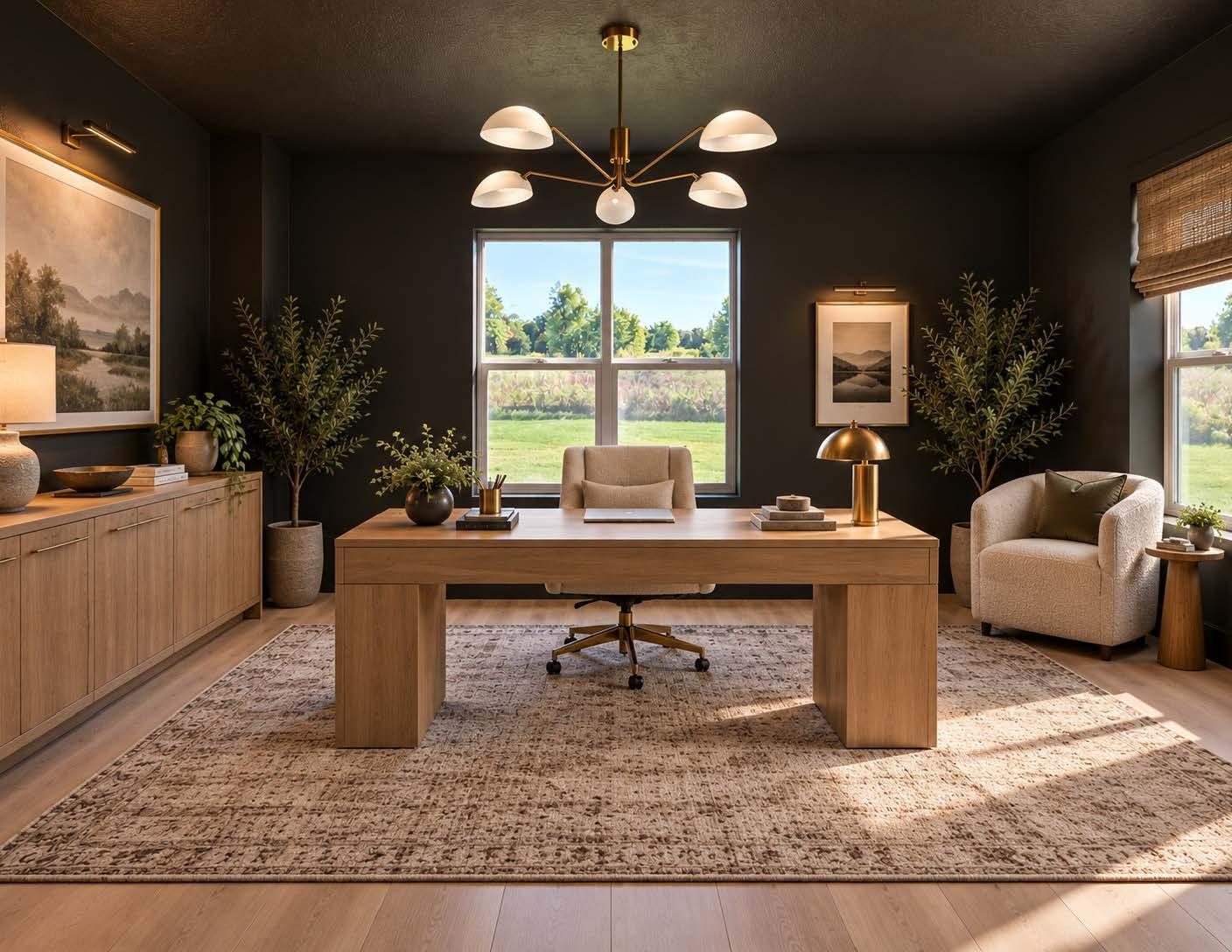 Basement Office. Virtual Staging