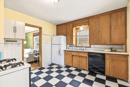 Vintage kitchen, complete with the modern dishwasher