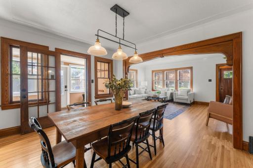 Formal dining area and 3-season porch to the left