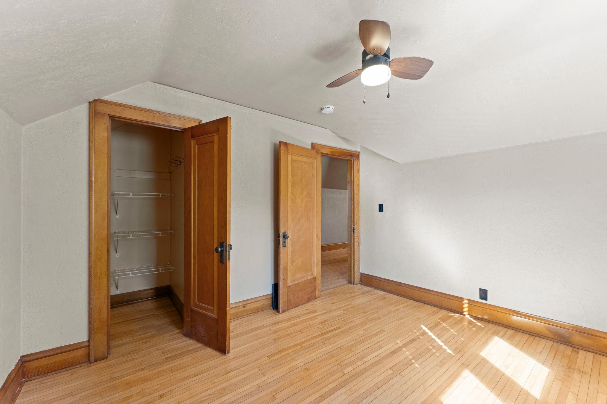 Bedroom #4 closet, gorgeous refinished floors
