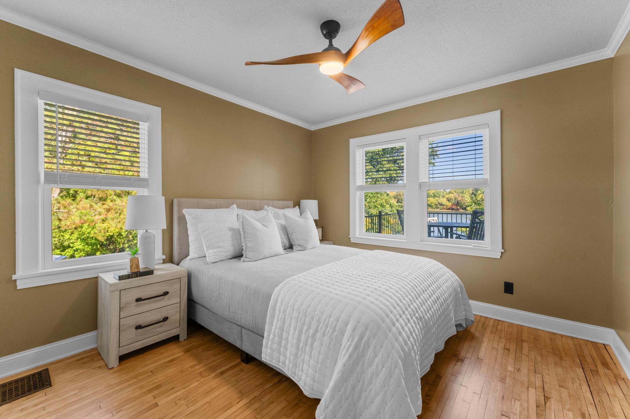 Primary bedroom with lake view!