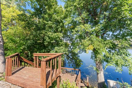 Top of the stairs that go down to the lake