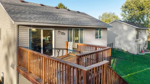 The deck has steps to the rear yard.