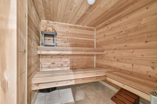 Sauna found through the shower in the lower bath.