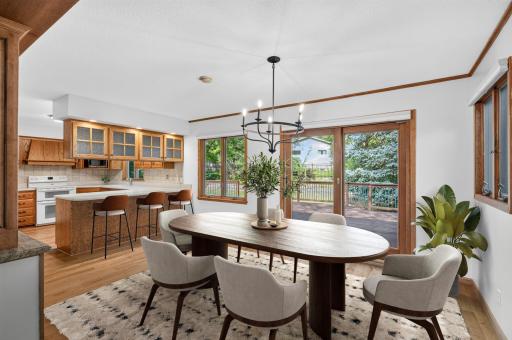 Virtually staged view of the dining room.