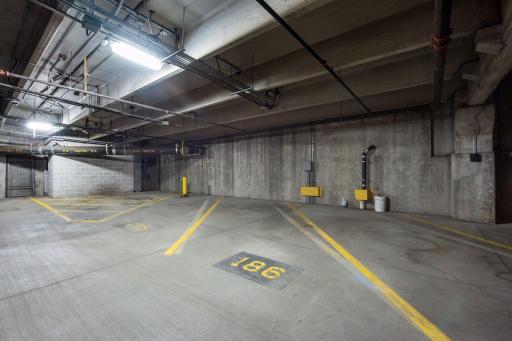 Assigned underground parking space #186, providing convenient, secure parking with easy building access.