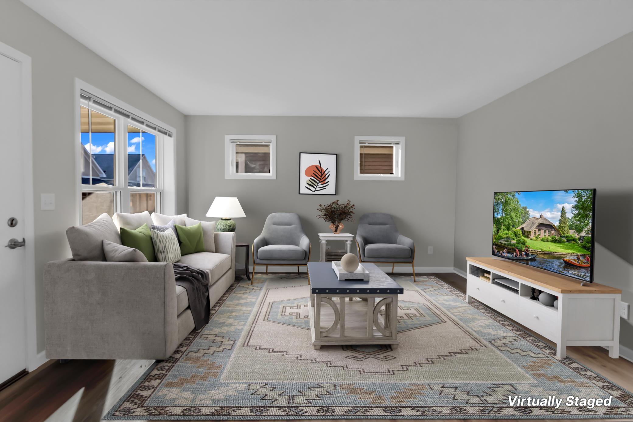 virtually staged livingroom
