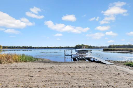 Sandy beach, water level is extremely low but will provide an superb beach as the water rises.