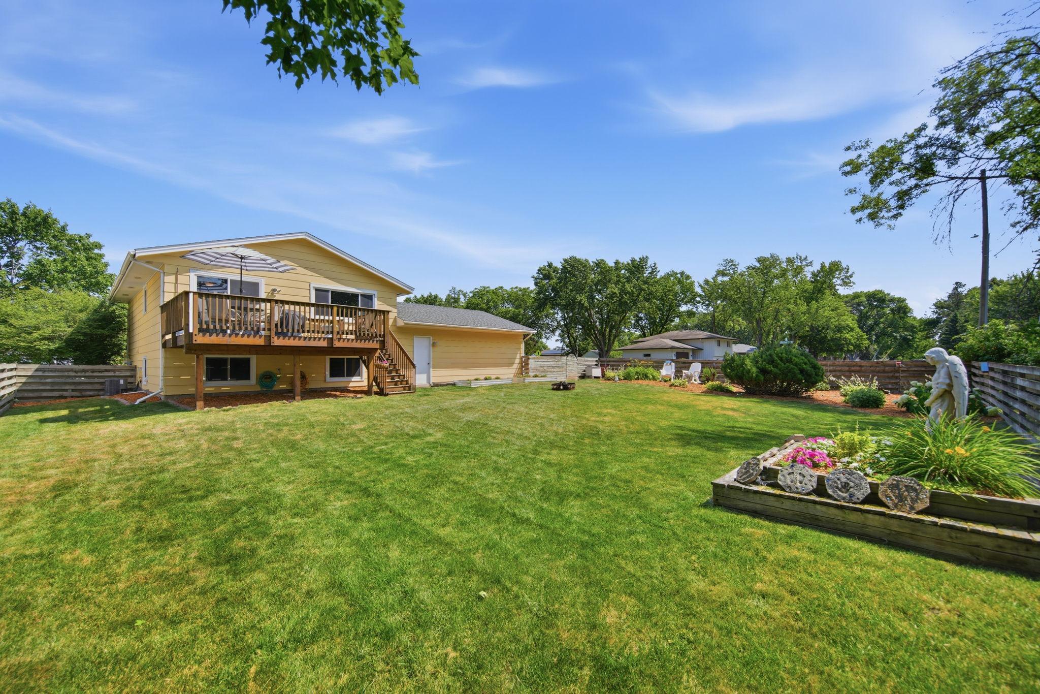 Nicely landscaped, fenced, and flat backyard!