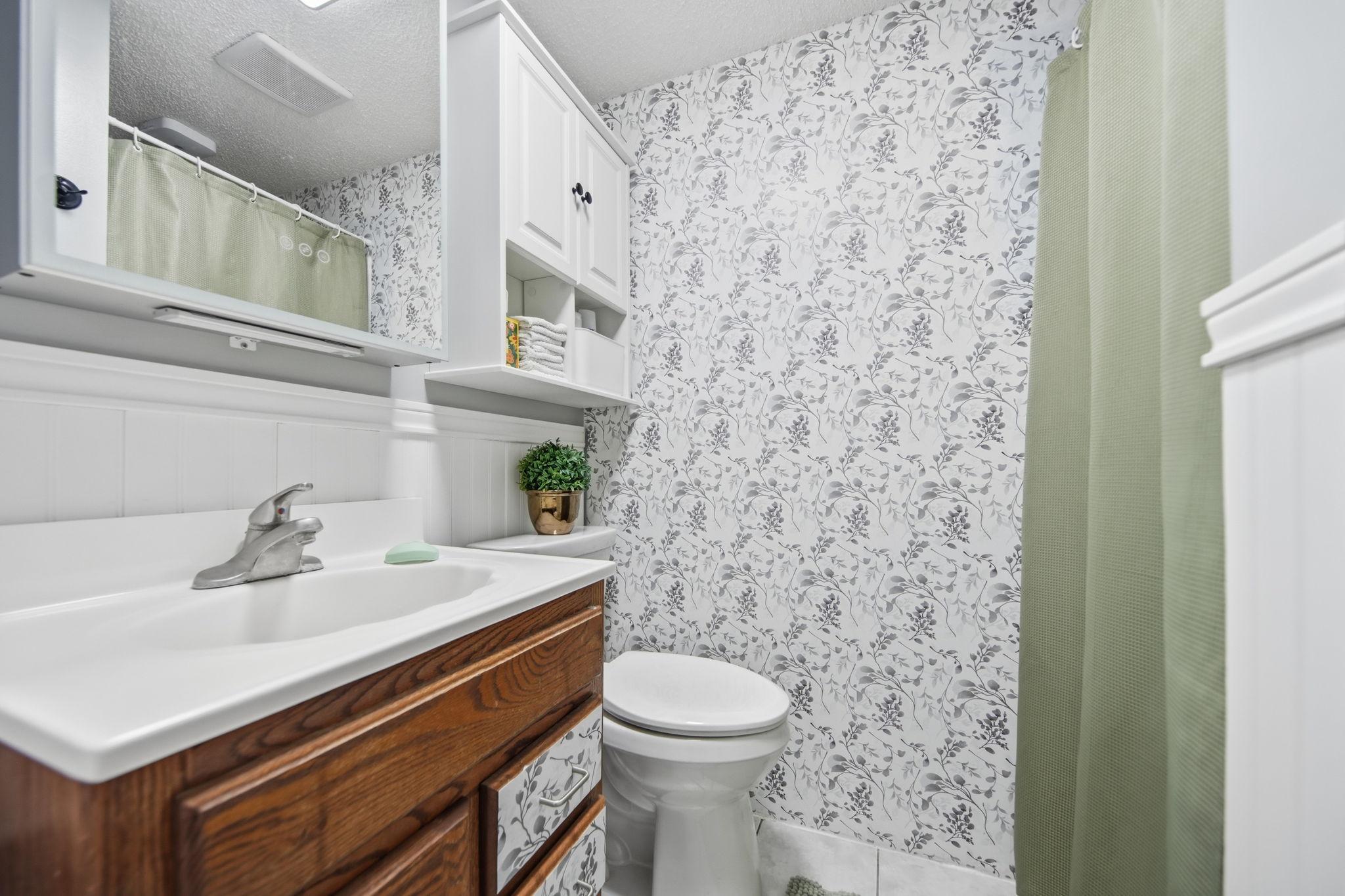 Remodeled lower level bathroom.
