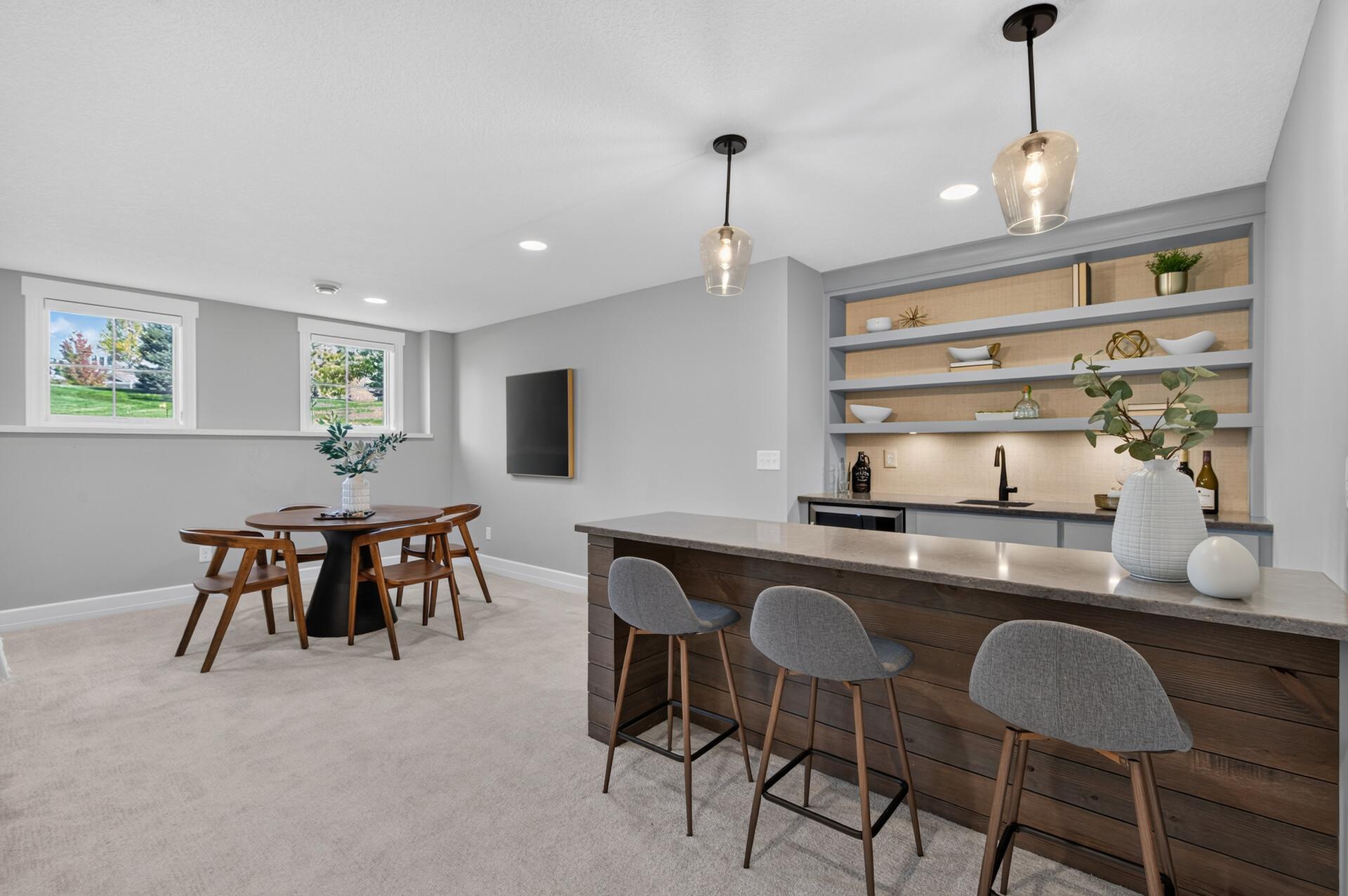 Wet Bar with Mini Fridge and Built-Ins