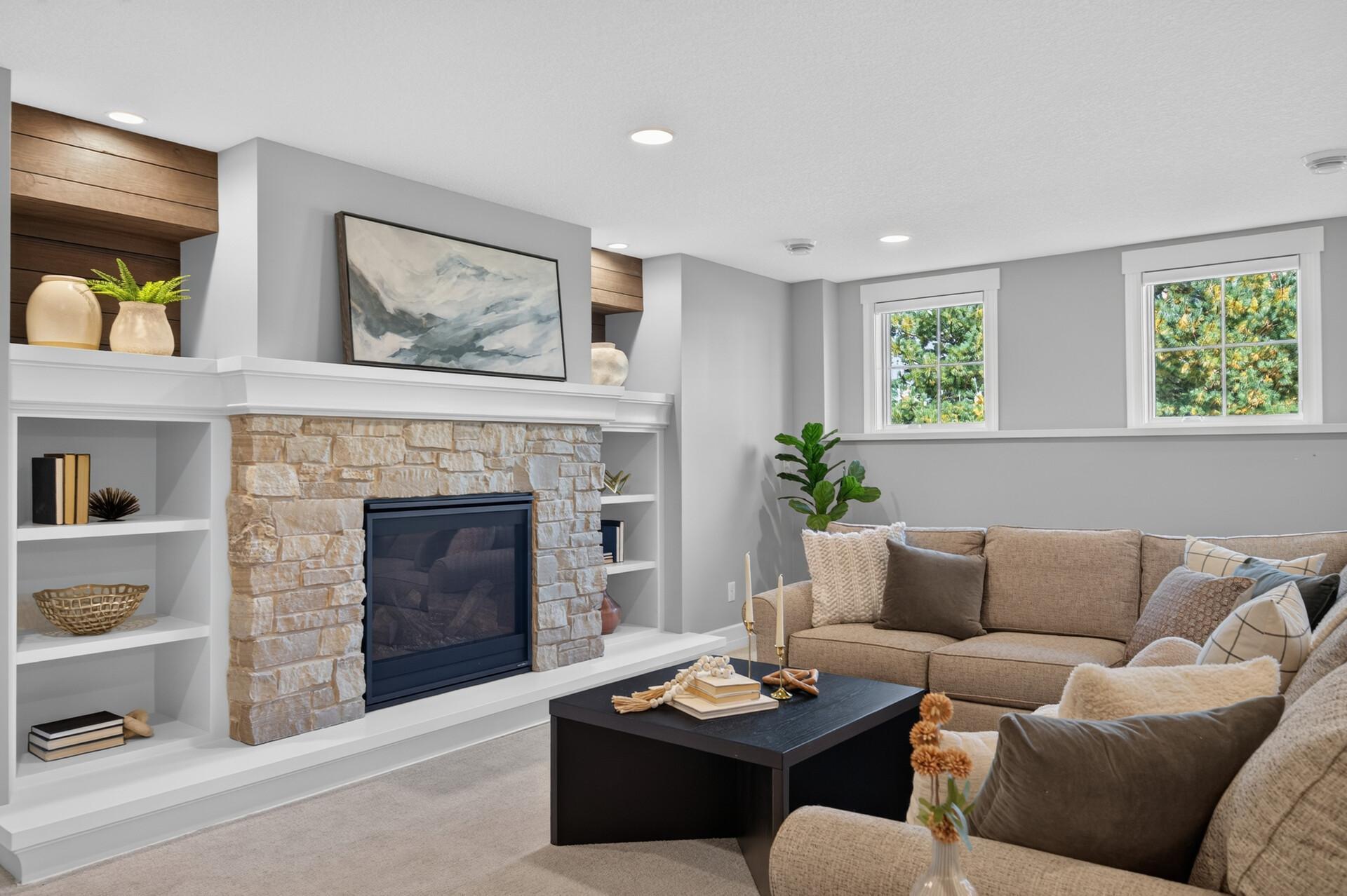 Gas Fireplace with Stone Surround