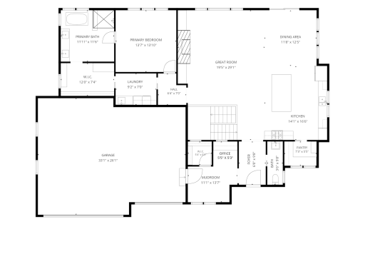 Main Level Floor Plan with Room Measurements