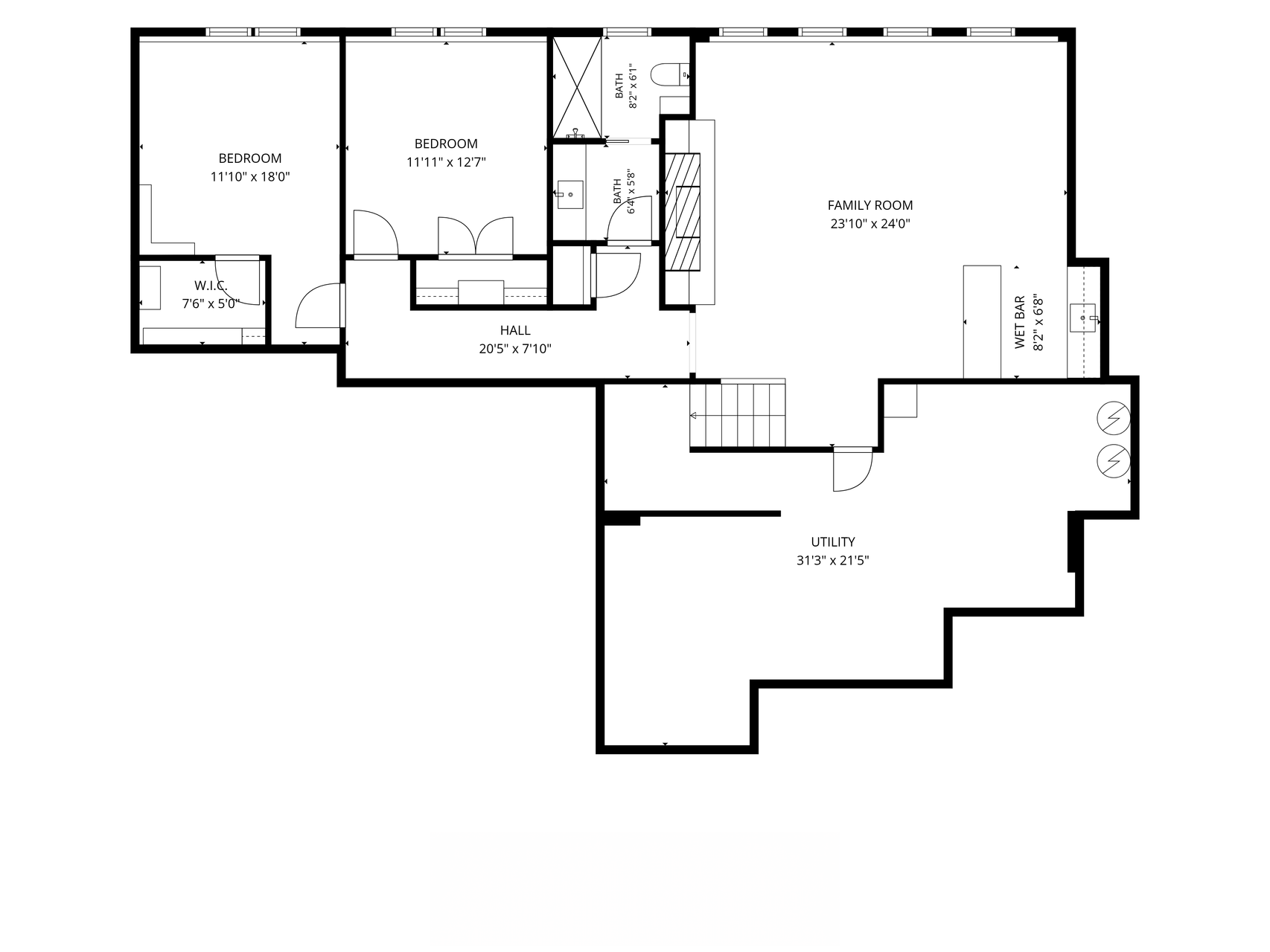 Lower Level Floor Plan with Room Measurements