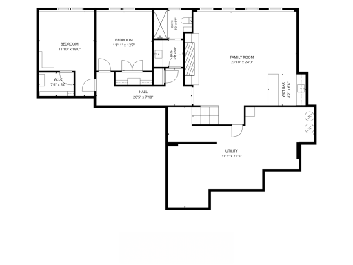 Lower Level Floor Plan with Room Measurements