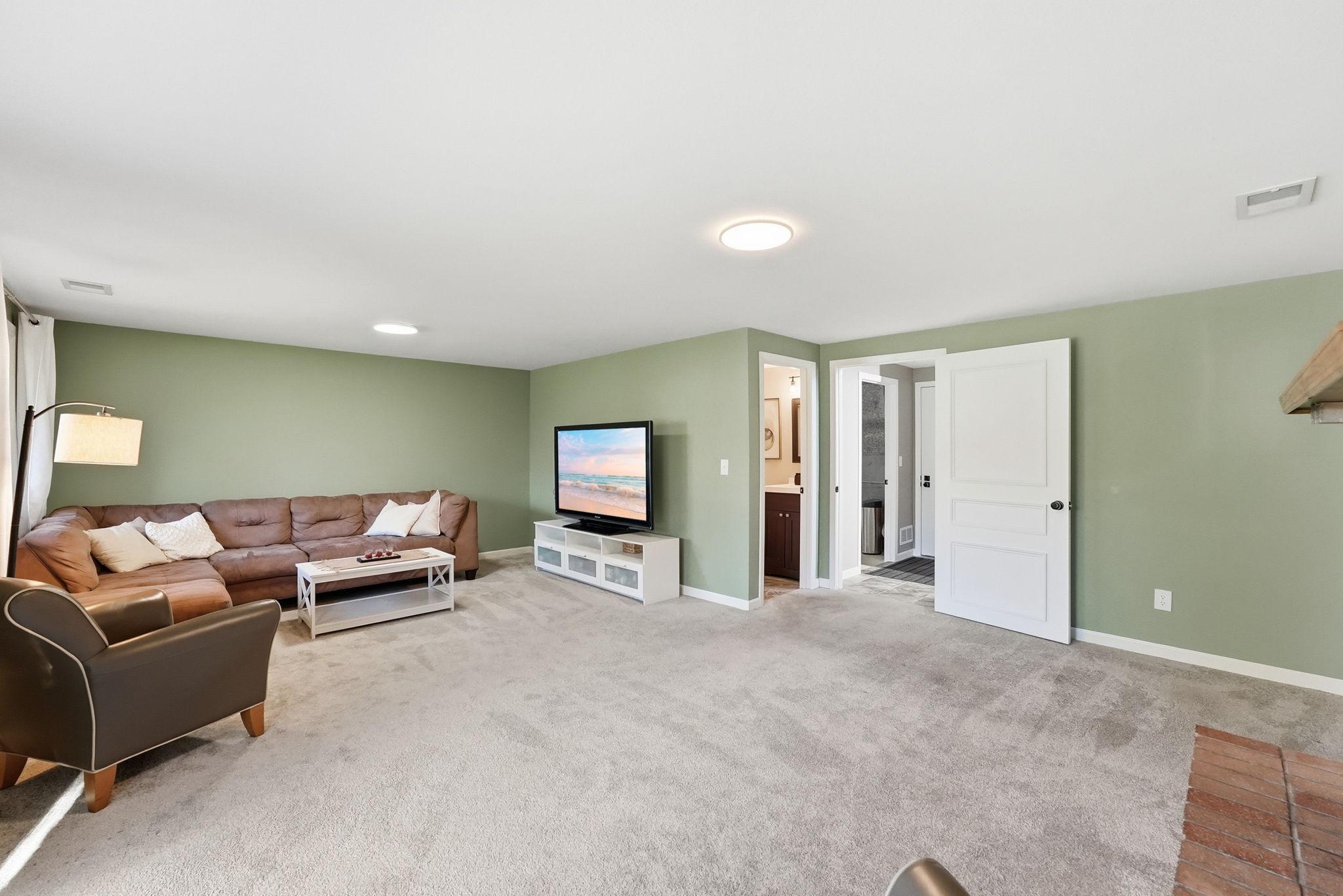 Lower-level family room with room to spread out