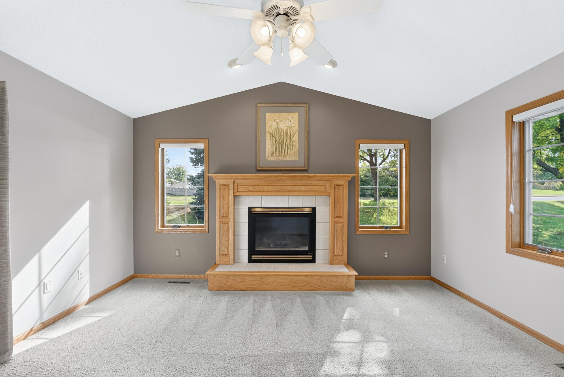 Cozy gas fireplace is ready to warm you up on those chilly MN nights.